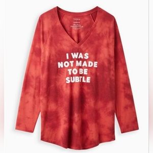 Torrid size 3 Classic Fit Raglan Tee - Not Made To Be Subtle Mineral Wash